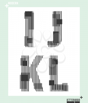 Letter font template modern design. Set of letters I, J, K, L logo or icon. Vector illustration.