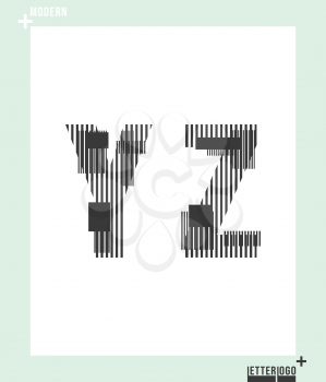 Letter font template modern design. Set of letters Y, Z logo or icon. Vector illustration.