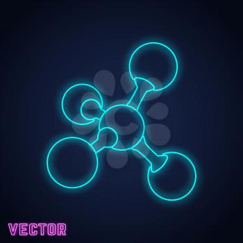 Molecule sign neon light design. Vector illustration.