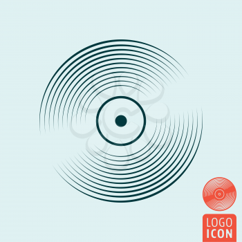 Vinyl record icon. Vintage music plate minimal design. Vector illustration.