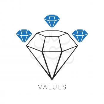 Diamond icon minimal line design. The values symbol isolated on a white background. Vector illustration.