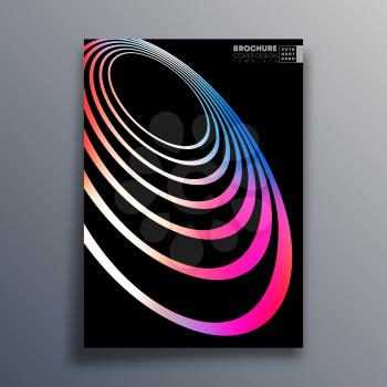 Poster with colorful gradient orbital lines for flyer, brochure cover, vintage typography, background or other printing products. Vector illustration.