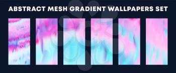 Set of colorful gradient wallpapers, backgrounds for smartphone screen, flyer, poster, brochure cover, typography or other printing products. Vector illustration.