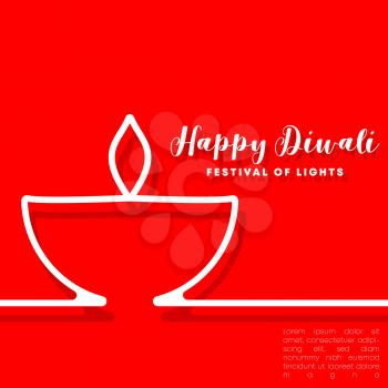 Happy Diwali typography minimal line design for flyer, card, poster, brochure cover or other printing products. Vector illustration.