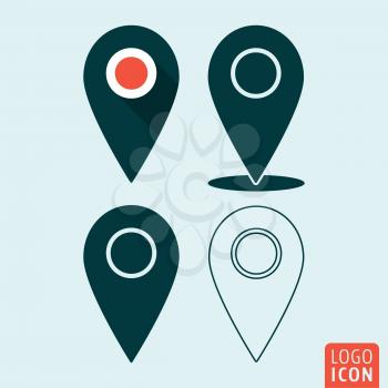 Map pointer icon. Pin location symbol set. Vector illustration.