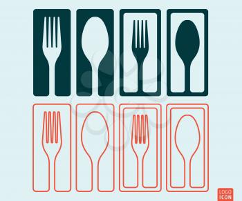 Fork and spoon minimal and line design. Vector illustration.