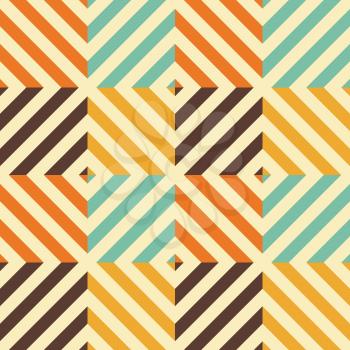 Vintage seamless pattern with rhombus and diagonal lines. Retro geometric background. Vector illustration.
