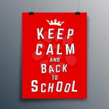Keep Calm and Back to School typography design for poster, flyer, brochure cover, or other printing products. Vector illustration.