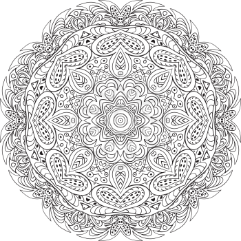 Coloring book. Mandala Eastern pattern. Zentangl round ornament