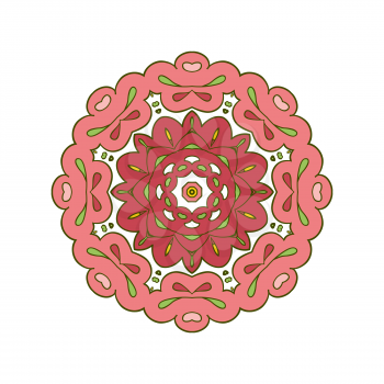 Floral lace motifs. Mandala. Zentangl relaxation. Hand drawn background. Pink tone