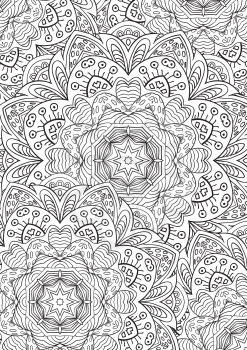 Leaf coloring book. Mandala zentangl pattern