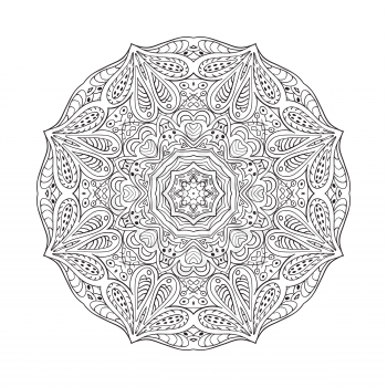 Mandala. Doodle drawing. Round ornament. Coloring