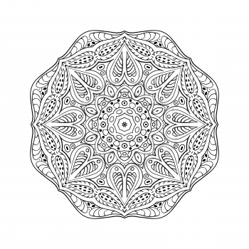 Mandala. Doodle drawing. Round ornament coloring