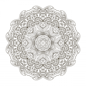 Mandala pattern zentangl. Doodle drawing. Round ornament. Coloring