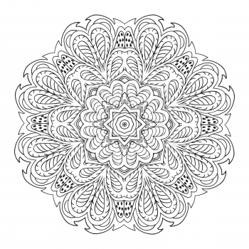 Mandala zentangl. Doodle drawing. Round ornament. Coloring