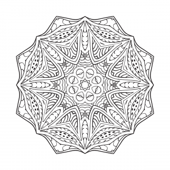 Mandala zentangl. Doodle drawing. Round ornament coloring