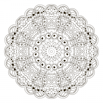 Mandala. Zentangl round ornament. Relax. Oriental pattern. coloring