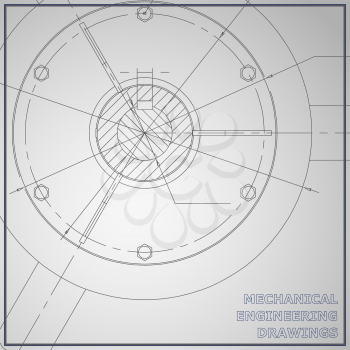 Mechanical engineering drawings. Engineering illustration. Vector gray background. Corporate Identity