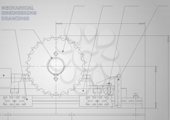Mechanical engineering drawings. Vector. Drawing on a background. Corporate Identity. Gray