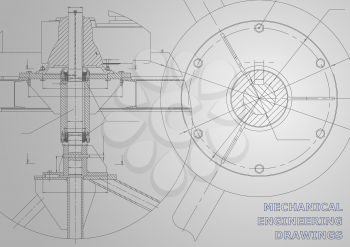 Mechanical engineering drawings. Vector gray background. Corporate Identity