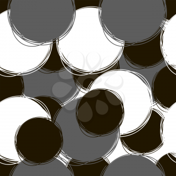 Seamless doodle pattern. Round doodle patterns of white, black and gray