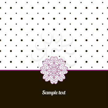 Cover, Oriental-style card. Cute picture dots. Black, white and fuchsia colors