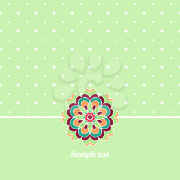 Cover, Oriental-style card. Cute picture dots. Gentle light green tone. Mandala - Decoration