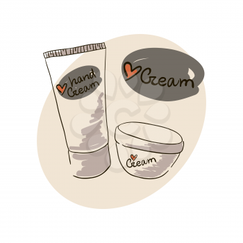 Doodle image of a hand cream for body skin care cream. Doodle Hand drawing. Hand cream