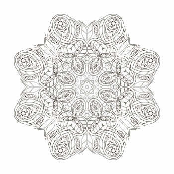 Mandala. Round floral ornament. Doodle drawing. Hand drawing. Snowflake, floral ornament