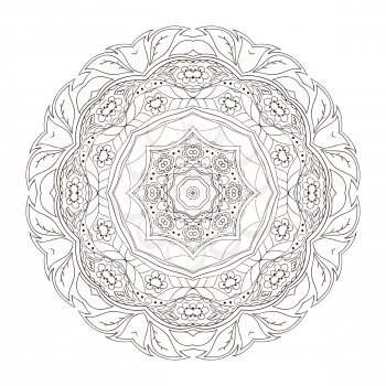 Mandala. Round floral ornament. Doodle drawing. Hand drawing. Yoga, floral ornament
