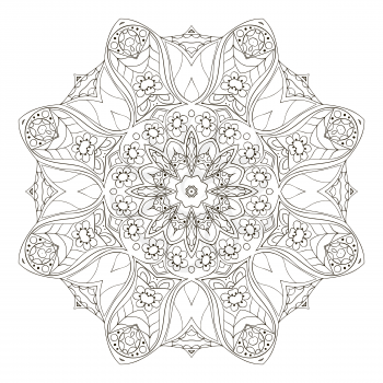 Mandala. Round oriental pattern. Doodle drawing. Hand drawing. Snowflake