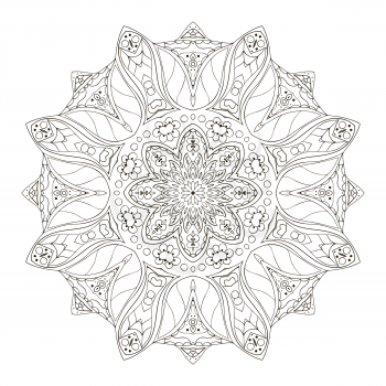 Mandala. Round oriental pattern. Doodle drawing. Hand drawing. Snowflake, floral motifs