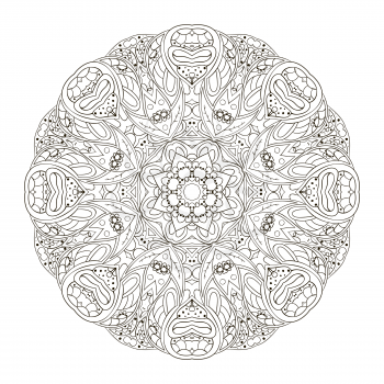 Mandala. Round oriental pattern. Doodle drawing. Hand drawing. Yoga, floral motifs
