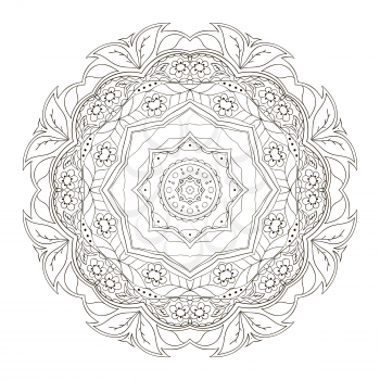 Mandala. Round oriental pattern. Doodle drawing. Hand drawing. Yoga motifs