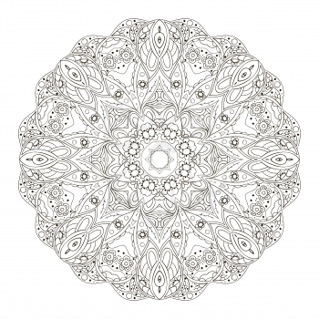 Mandala. Round oriental pattern. Doodle drawing. Hand drawing. Yoga, relaxation, floral motifs