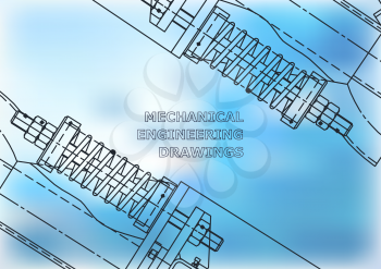 Mechanical engineering drawings. Blue Background for inscription. Corporate Identity. Cover