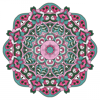 Oriental ornament relaxing. Doodle Round figure. Mandala. Pink and blue tones