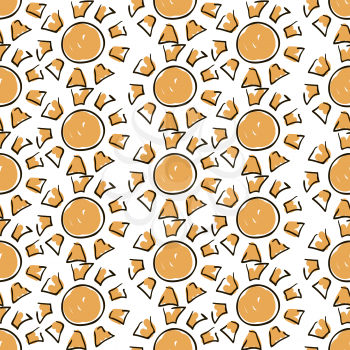 Sunny seamless pattern. Cute doodle suns. Summer seamless pattern