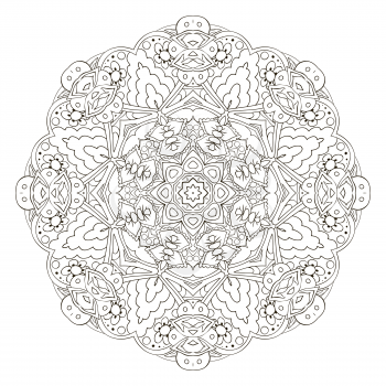 Mandala coloring. Oriental pattern. Traditional round ornament. Turkey, Egypt, Islam. Relaxing picture