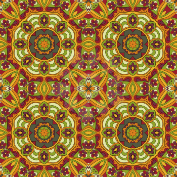 Mandala. Oriental pattern. Traditional seamless ornament. Turkey, Egypt, Islam. Doodle drawing. Relaxing picture. Red and orange tone
