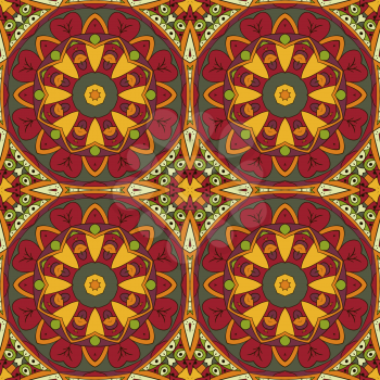 Mandala. Oriental pattern. Traditional seamless ornament. Turkey, Egypt, Islam. Relaxing picture. Red and orange colors