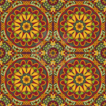 Mandala. Oriental pattern. Traditional seamless ornament. Turkey Egypt. Relaxing picture. Red and orange colors