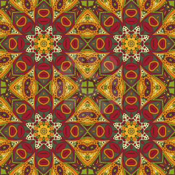 Mandala. Oriental pattern. Traditional seamless ornament. Turkey Egypt. Relax, yoga. Red and orange tone
