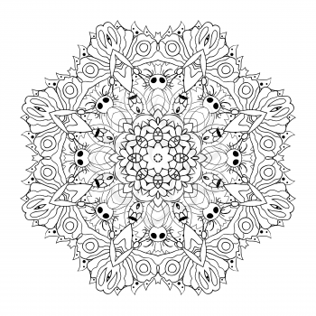 Oriental pattern. Traditional round ornament. Mandala. Doodle coloring drawing