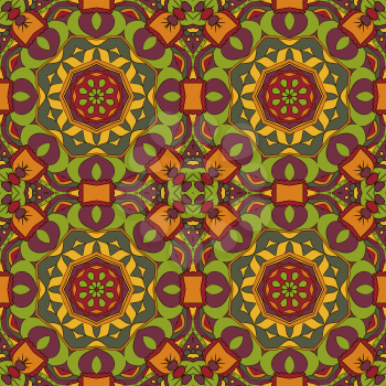 Oriental pattern. Traditional seamless ornament. Mandala. Star. Doodle drawing. Red and orange tone