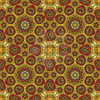 Oriental pattern. Traditional seamless ornament. Mandala. Turkey, Egypt, Islam. Relaxing picture. Doodle drawing. Red and orange