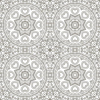 Seamless doodle pattern. Ethnic motives. Zentagl Coloring