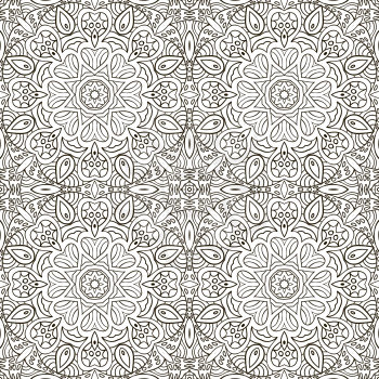 Seamless pattern doodle ornament. Ethnic motives. Zentagl. Coloring