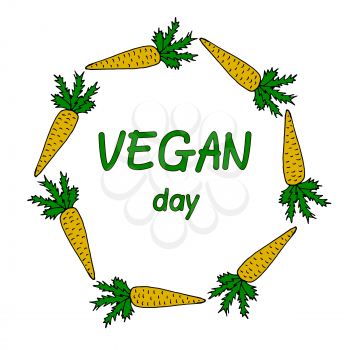 International Day for vegetarians. Nov. 1. Vegan Day. Round frame of carrots