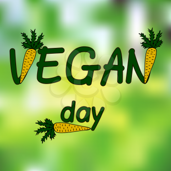 International Day of vegetarian. Nov. 1. Vegan Day. Inscription. Lettering. Carrot decor